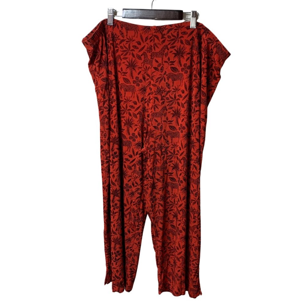 Coldwater Creek Orange Jungle Animal Print Pants Plus Size 3X Stretch Vacation